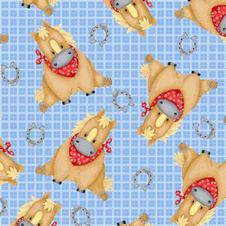 Western Horses Plaid Comfy Prints Flannel Fabric