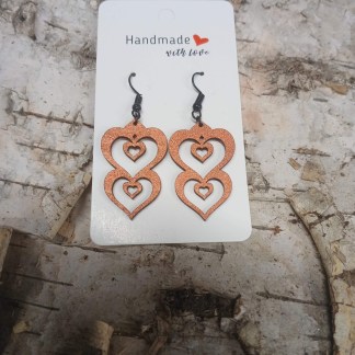 Handmade with Love - Natural Wood Hearts Earrings