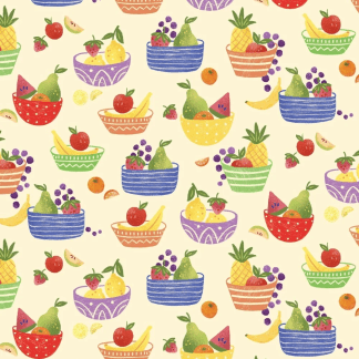 Fruit Baskets Yellow Cotton Fabric