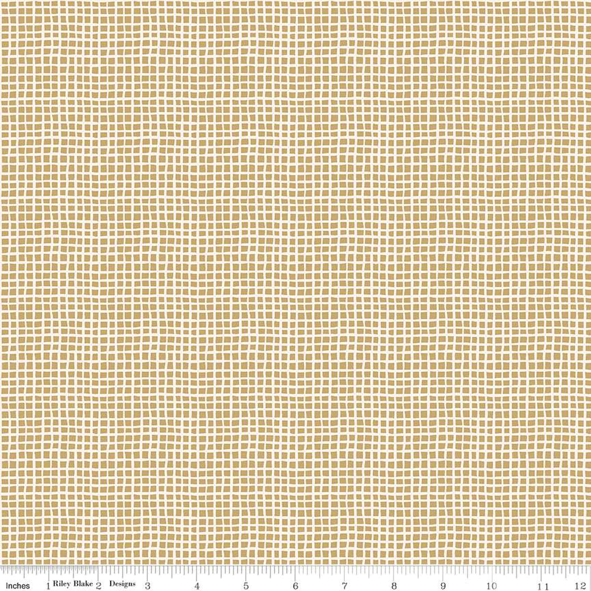 'Round the Mountain Wonky Gingham Curry Cotton Fabric