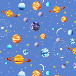 Space Planets Flannel Fabric