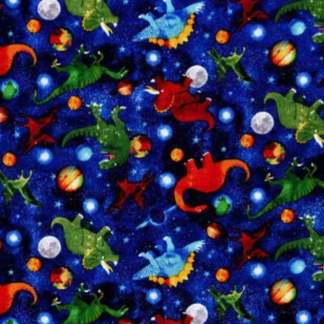 Dinos In Space Cotton Fabric