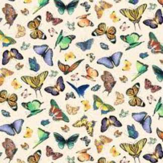 Delicate Creation Butterflies Cream Cotton Fabric