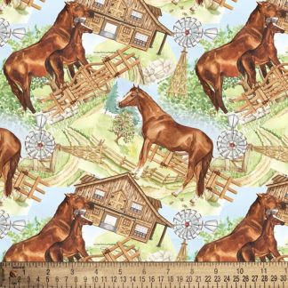 Farm Horse Cotton Fabric
