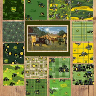 Horsepower Tractor Panel Fabric and 18 print Bundle Fat Quarter, 1/2 Yard or 1 Y