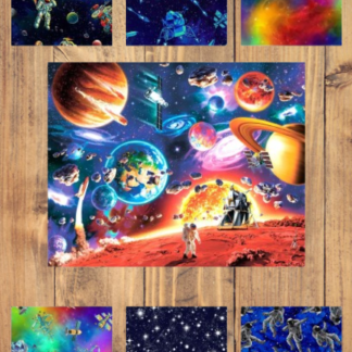 Final Frontier Space Panel Fabric and 6 print Bundle Fat Quarter, 1/2 Yard or 1