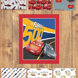 Disney Cars 3 Panel Fabric and 6 print Bundle Fat Quarter, 1/2 Yard or 1 Yard Cu