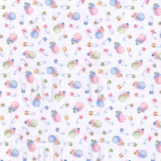 Baby Bear Icons on Blue Nursery Flannel Fabric