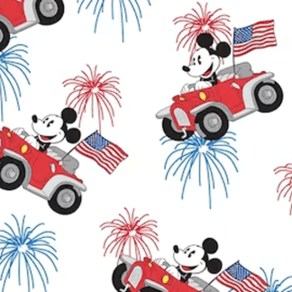 Mickey Patriotic Car Cotton Fabric