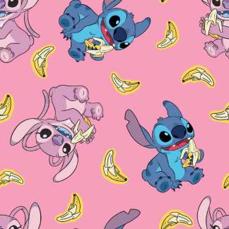 Stitch Angel Pink Banana Cotton Fabric