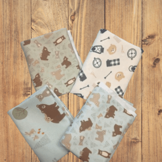 4 Fat Quarters - Assorted Children's Woodland Bears Flannel Fat Quarter Bundle
