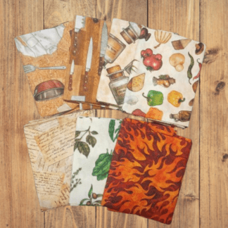 7 Fat Quarters - Assorted Sizzle and Spice Food Cream Fat Quarter Bundle