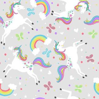 Unicorn Grey Flannel Fabric