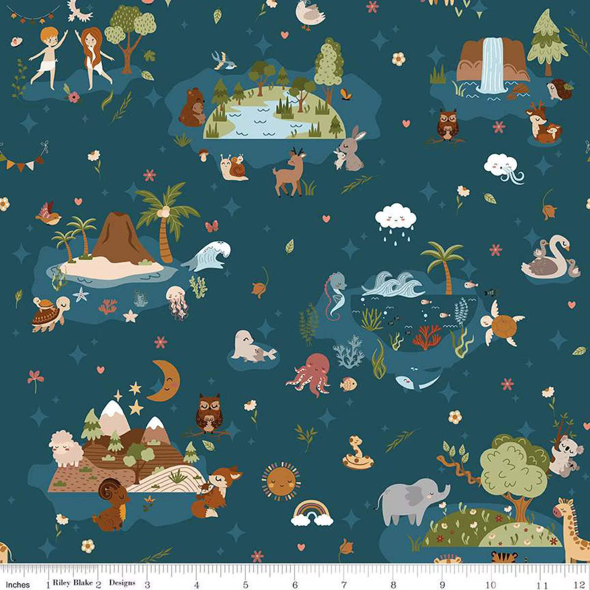 Created with Love Main Ocean Cotton Fabric