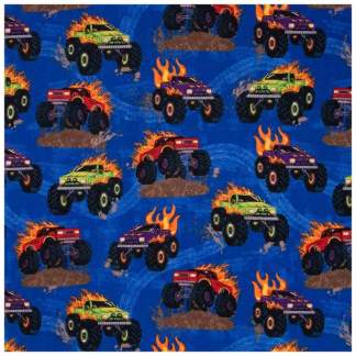 Monster Trucks Cotton Calico Fabric