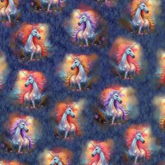 Mystical Unicorn Navy Cotton Fabric
