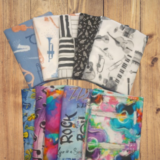 10 Fat Quarters - Assorted Music Rythm and Hues Themed Fat Quarter Bundle