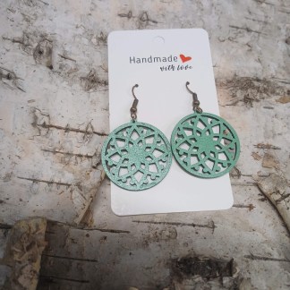 Handmade with Love - Natural Wood Medallion Earrings