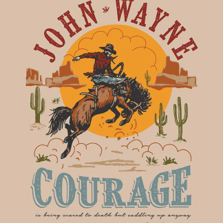 John Wayne Courage Sand Panel Cotton Fabric