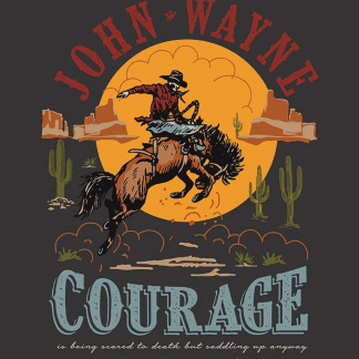 John Wayne Courage Charcoal Panel Cotton Fabric