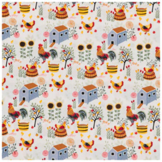 Chicken & Coops Cotton Calico Fabric