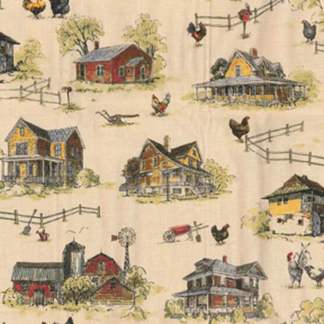 Handmade Placemat Or Table Runner Chickens On Farm Tan