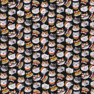 Handmade Placemat Or Table Runner Cool Cats Toss Cotton Fabric