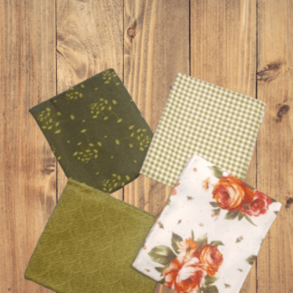 4 Fat Quarters - Assorted Harvest Rose Green Theme Flannel Fat Quarter Bundle