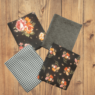 4 Fat Quarters - Assorted Harvest Rose Black Theme Flannel Fat Quarter Bundle