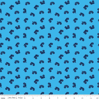 Hot Wheels Monster Trucks Silhouette Blue Cotton Fabric - 1 Yard Precut