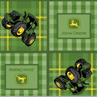John Deere Green Plaid Patch Cotton Fabric