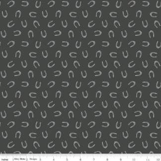 Cowboys Horseshoes Graphite Cotton Fabric