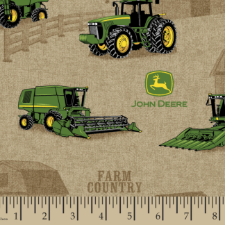 John Deere Farm Country Brown Cotton Fabric