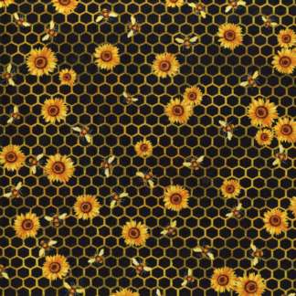 Handmade Valance or Curtain Panel Honeycomb Florals Black