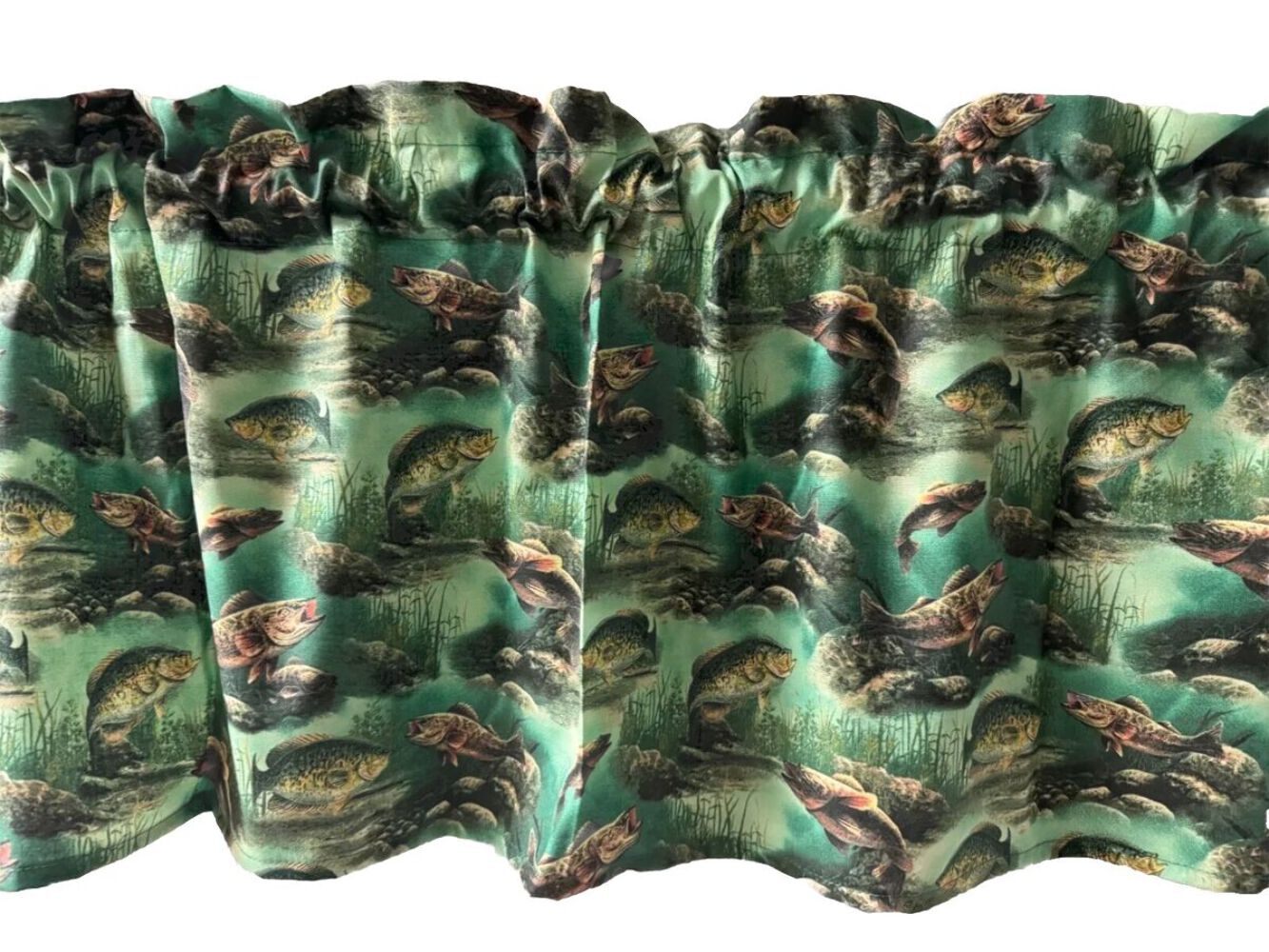 Handmade Valance or Curtain Panel Honeycomb Florals Black - Image 2