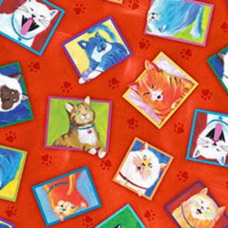 Handmade Placemat Or Table Runner Cat Chat Frame Toss Red