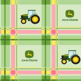 John Deere Tractor And Logo Plaid Cotton Fabric