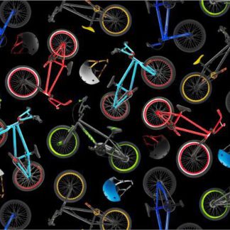 In Motion BMX Bikes Black Cotton Fabric