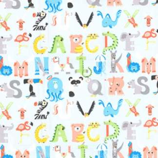 Handmade Placemat Or Table Runner Alphabet Animals on Blue Nursery