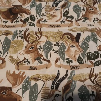 Wildlife Names Horned Beasts Gardenia Cotton Fabric