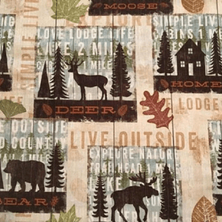 Wildlife Lodge Simple Living Beige Cotton Fabric