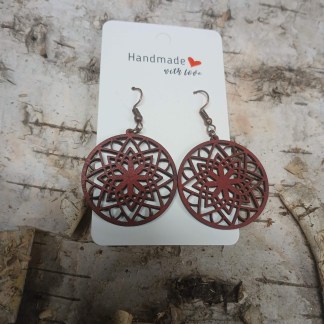 Handmade with Love - Natural Wood Medallion Earrings