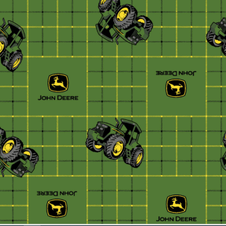 John Deere Ticking Plaid Tractor Toss Cotton Fabric