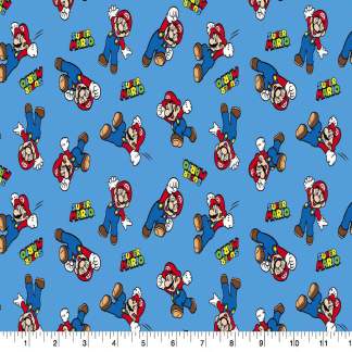 Nintendo® Super Mario™ on Blue Cotton Fabric