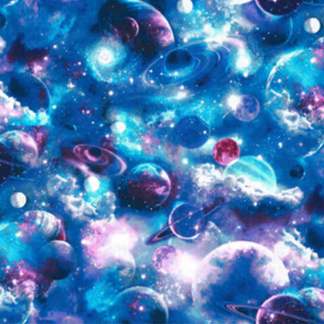 Blue Interstellar Galaxy Novelty Cotton Fabric