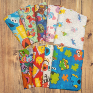 9 Fat Quarters - Assorted Sesame Street Fat Quarter Bundle