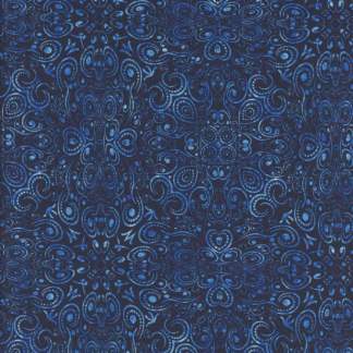 Running Wild Tooled Leather Navy Cotton Fabric