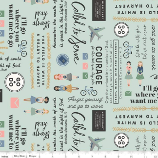 Called to Serve Sister Mint Flannel Fabric