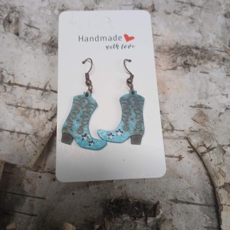 Handmade with Love - Natural Wood Boots Earrings