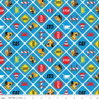 Handmade Placemat Or Table Runner CAT® Buildin' Crew Signs Blue